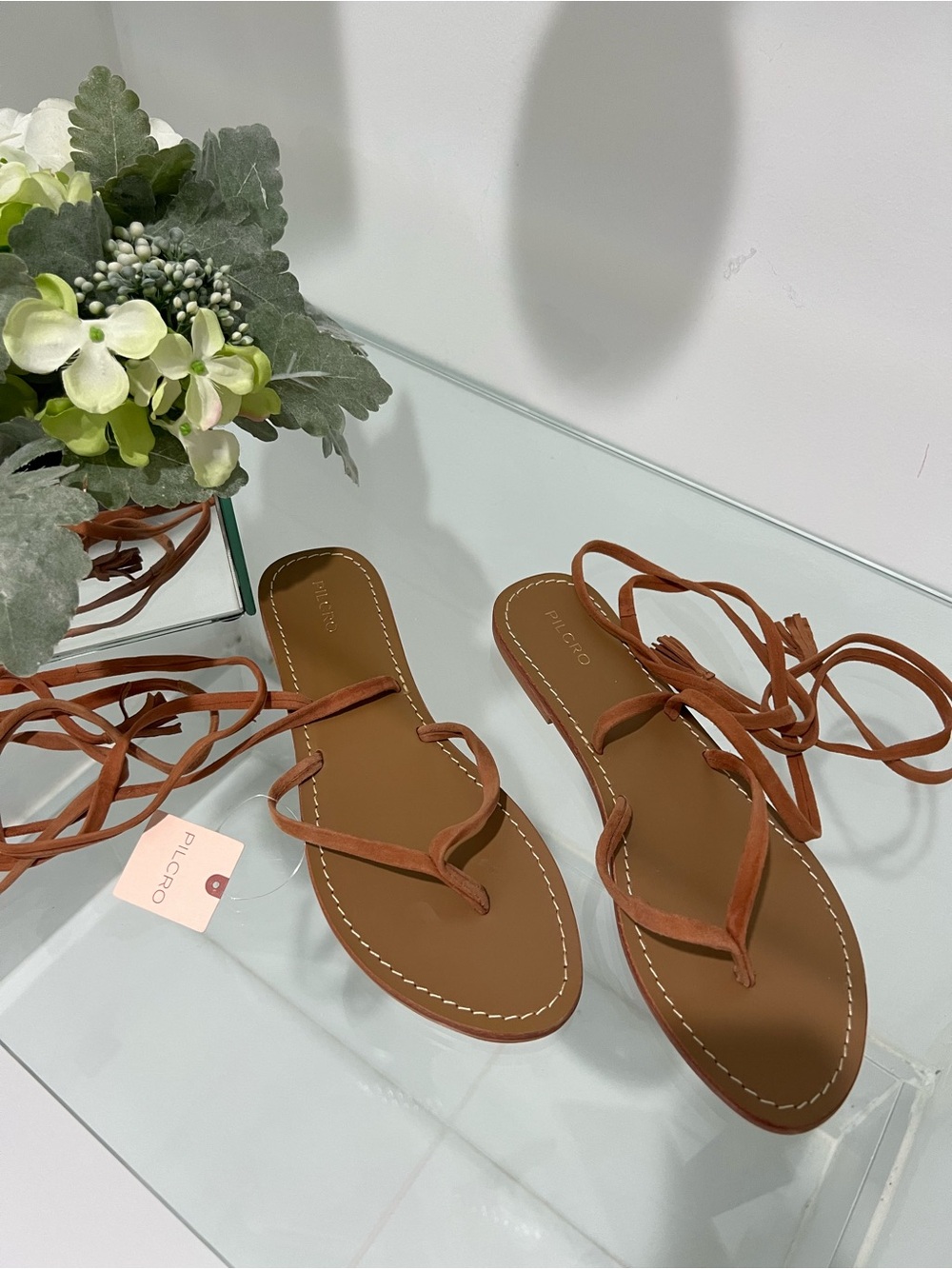 Pilcro Brown Lace-Up Strappy Flat Sandals